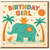 4th Birthday Card for Girl - Cute Elephant with Teddy and Bird, Tropical Palms and Confetti - Birthday Girl Age 4