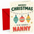Nanny Christmas Card, Baubles and Fairy Lights