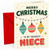 Niece Christmas Card, Hanging Baubles and Fairy Lights