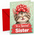 Sister Christmas Card with Cute Kitten and Red Bow