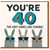 Funny 40th Birthday Card - You're 40 The Grey Hares Are Coming - Rabbits in Sunglasses Pun Joke for Him or Her