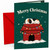Christmas Card with Sleeping Dog on Doghouse and Lights