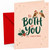 Christmas Card To Both of You Robins in Hats and Holly