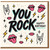YOU ROCK Happy Birthday Card - Bold Rock Hand Signs, Lips & Lightning Doodles - Funny Music Lover Card for Him or Her, Friends & Teens