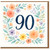 90th Birthday Card - Elegant Watercolour Floral Wreath Design with Large 90 - Milestone Birthday Card for Men or Women