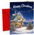 Christmas Card Snowy Cottage and Tree with Fairy Lights