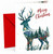 Christmas Card Merry Christmas Watercolour Stag Silhouette