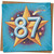 87th Birthday Card - Starburst and Shooting Star Design, Bright Blue Square Greeting, 145mm x 145mm, Includes Kraft Envelope