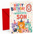 Son 8th Birthday Card Cute Party Cats in Hats & Confetti