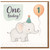 1st Birthday Card - Cute Elephant with Party Hat and Balloon - One Today - Gender Neutral First Birthday Card for Boys or Girls