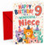 Niece 9th Birthday Card Party Cats in Hats & Confetti