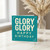 Glory Glory Happy Birthday Card - Bold Teal and Cream Typographic Design, Modern Chant-Inspired Message