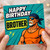Brother Birthday Card - Comic Superhero Style with 'Happy Birthday Brother' Text, Muscular Cool Hero in Shades, Teal Pop Art Design - Funny Card for Brother