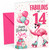 Son 14th Birthday Card Fabulous Flamingo on Roller Skates