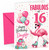 Daughter 16th Birthday Card Fabulous Flamingo on Roller Skates