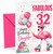 Daughter 32nd Birthday Card Flamingo on Roller Skates &