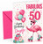 Daughter 50th Birthday Card Fabulous Flamingo on Roller Skates