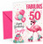 Daughter 50th Birthday Card Fabulous Flamingo on Roller Skates