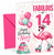Niece 14th Birthday Card Fabulous Flamingo on Roller Skates