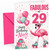 Niece 29th Birthday Card Flamingo on Roller Skates & Balloons