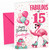 Granddaughter 15th Birthday Card Flamingo on Roller Skates