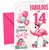 God Son 14th Birthday Card Flamingo on Roller Skates