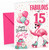 God Son 15th Birthday Card Flamingo on Roller Skates