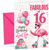 God Son 16th Birthday Card Fabulous Flamingo on Roller Skates