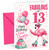 God Daughter 13th Birthday Card Flamingo on Roller Skates