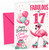 God Daughter 17th Birthday Card Flamingo on Roller Skates