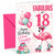 God Daughter 18th Birthday Card Flamingo on Roller Skates