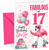 Step Son 17th Birthday Card Flamingo on Roller Skates