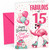 Step Daughter 15th Birthday Card Fabulous Flamingo on Skates