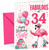 Sister 34th Birthday Card Fabulous Flamingo on Roller Skates