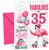 Sister 35th Birthday Card Flamingo on Roller Skates & Balloons