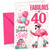 Sister 40th Birthday Card Flamingo on Roller Skates & Balloons