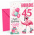 Sister 45th Birthday Card Fabulous Flamingo on Roller Skates