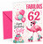 Sister 62nd Birthday Card Flamingo on Roller Skates & Balloons