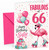 Sister 66th Birthday Card Flamingo on Roller Skates & Balloons