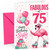 Sister 75th Birthday Card Flamingo on Roller Skates & Balloons