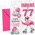 Sister 77th Birthday Card Fabulous Flamingo on Roller Skates