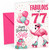 Sister 77th Birthday Card Fabulous Flamingo on Roller Skates