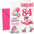 Sister 84th Birthday Card Flamingo on Roller Skates & Balloons