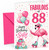 Sister 88th Birthday Card Flamingo on Roller Skates & Balloons