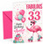 Auntie 33rd Birthday Card Fabulous Flamingo on Roller Skates