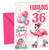 Auntie 36th Birthday Card Flamingo on Roller Skates & Balloons