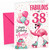 Auntie 38th Birthday Card Flamingo on Roller Skates & Balloons