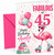 Auntie 45th Birthday Card Flamingo on Roller Skates & Balloons