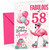 Auntie 58th Birthday Card Flamingo on Roller Skates & Balloons