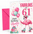 Auntie 61st Birthday Card Flamingo on Roller Skates & Balloons